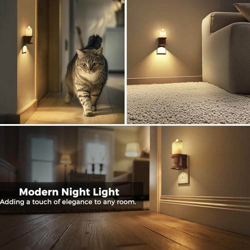 Image of L LOHAS LED Night Light, Flameless Candle Night Light, Vintage Nightlight | 2 Pack, 3 Lighting Model, Dusk to Dawn Sensor, Brightness Adjustable, 3000K Soft White for Middle Age Decor