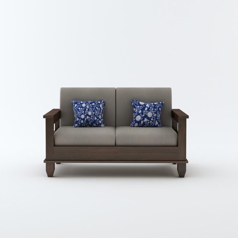 Image of STRATA FURNITURE Sheesham Wood 3 Seater Sofa Set for Living Room Hall Home Solid Wooden 2+1 Seater Sofa Set Furniture (Walnut Finish)