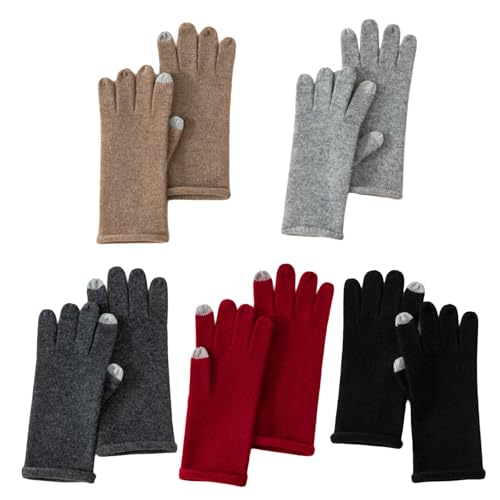 Guantes elegantes de dedo completo en cachemira para invierno 6