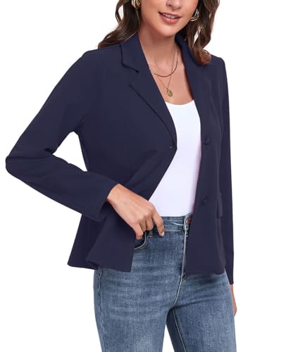 Womens Blazer Casual Long Sleeve Button Notch Lapel Work Office Business Blazers Jackets with Pockets4