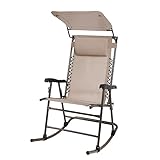 SVITA Schaukelstuhl faltbar Outdoor mit Sonnenschutz Kopfstütze Armlehne Sandbraun