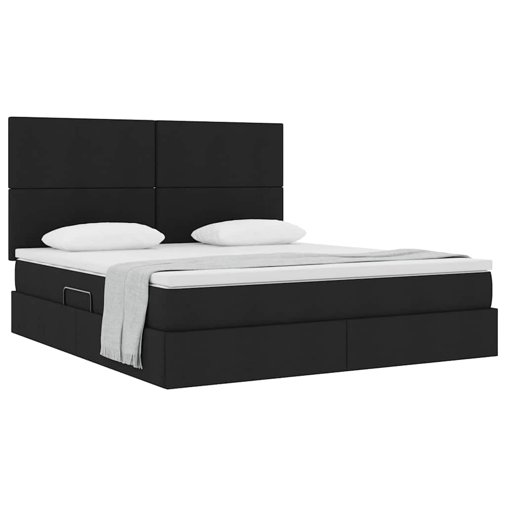 Ecopelle con sollevamento idraulico letto contenitore 160x200 Nero