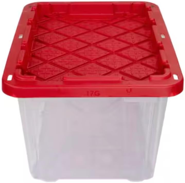 17 Gallon Storage Tote with Red Lid CH15844