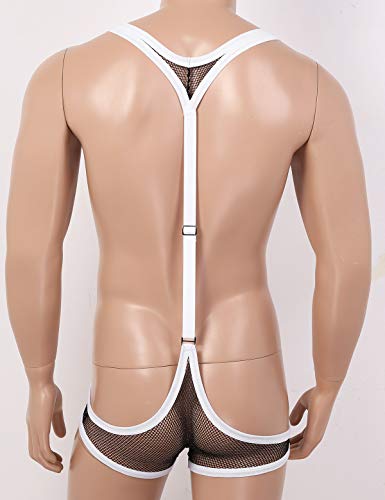 YiZYiF Men's See Through Mesh Fishnet Suspenders Wrestling Singlet Leotard Hipster Bodysuits4