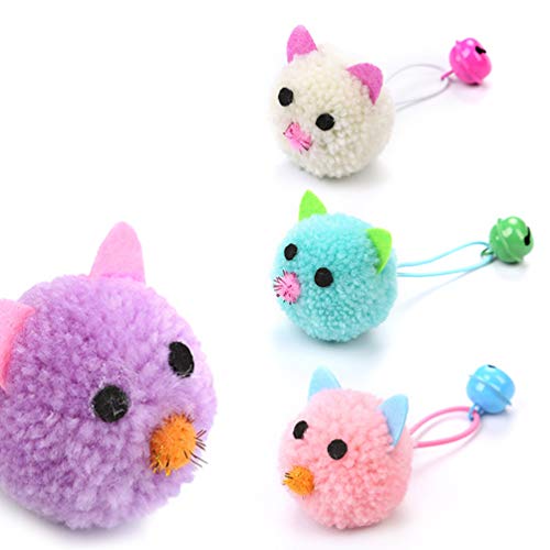 STOBOK Brinquedo de gato de pelúcia com 5 peças, rato, pompom, gato, mastigar, brinquedo molar, brin
