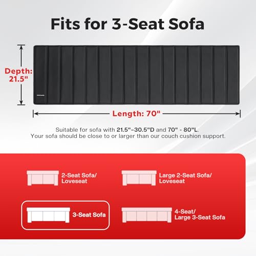 Image of Comfyanno Couch Cushion Support Board, Repairs Sagging 3-Seat Sofa, Ready to Use, 21.5 inch x 70 inch, Heavy-Duty Solid Wood Board, Safe Corner, Sinking Couch & Sofa Fix Saver