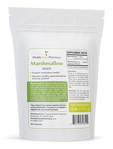 Florida Herbal Pharmacy, ORGANICALLY Grown Marshmallow Root (Althaeae officinalis) 4 oz.