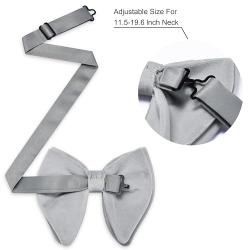 Image of GUSLESON Mens Solid Plaid Velvet Pre-tied Adjustable Bow Tie and Pocket Square Cufflink Set with Gift Box