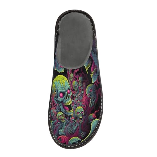 Zombie Skull Mens Womens Cozy Memory Foam Scuff Slippers Cute Indoor/Outdoor Slippers Size 4-53