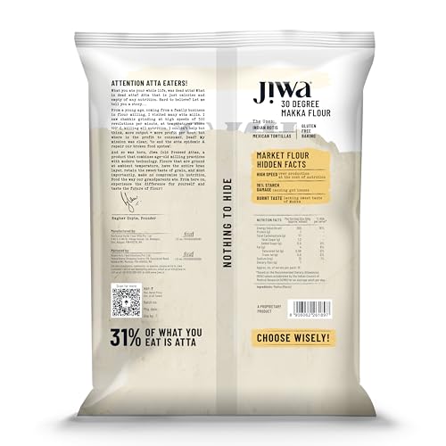 Image of Jiwa 30 Degree Makka Flour | 1 Kg | Patented Cold Pressed Flour | Slow Ground | Makke Ka Atta | Corn Atta | Gluten Free