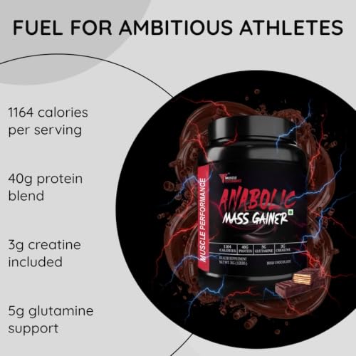 Image of Anabolic Mass Gainer 1kg Irish Chocolate | High Protein & Carbs, Calorie Added Multi-Vitamins, Probiotics & Enzymes, Cereal Based Bulk Gainer, For Muscle Gain