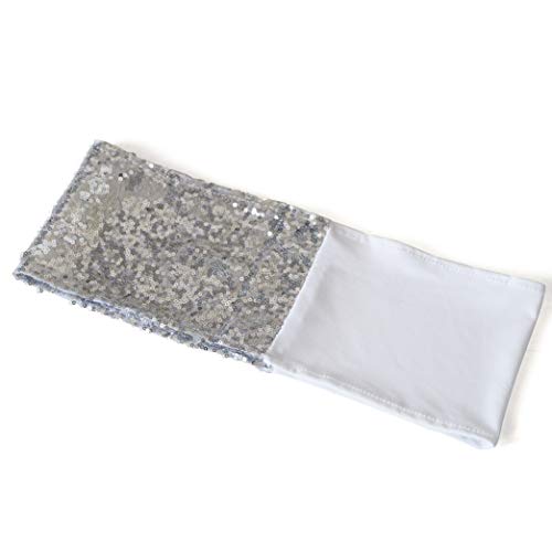 image for Thoxia Half Stretch Spandex Half Silver Sequin Chair Sashes Chair Band
