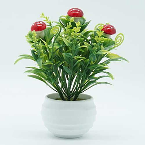 Curfair Artificial Plant Fake Flower Exquisite Artificial Strawberry Mushroom Fruit Tree Plant Bonsai Living Room Garden Decor Home Decor-Orange Lucky Fruit #TOP6