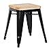 Bolero Gm635 Acier Bistro basse tabourets avec assise en bois Pad, Noir (Lot de 4)