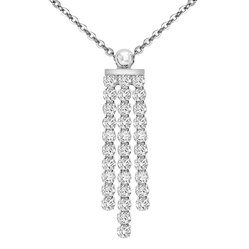 Collier pendentif argent 925 anti-ternissement 43 cm oxyde de zirconium femme