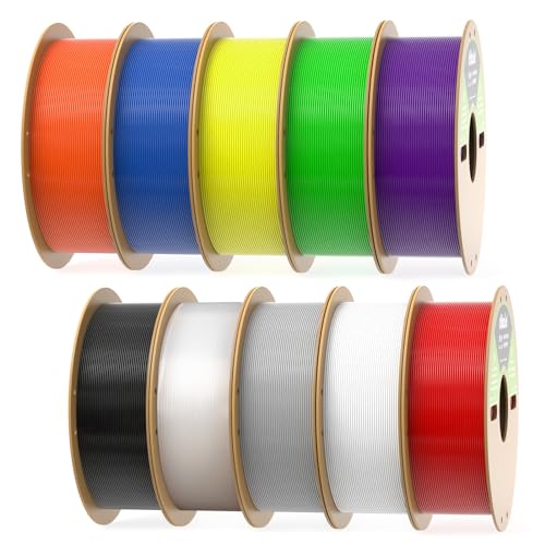 dikale PLA Pro 3D Printer Filament 10 Packs, 1.75mm No Tangle, Each Spool Net Weight 1KG, in Total 10KG Bundles, Black+W