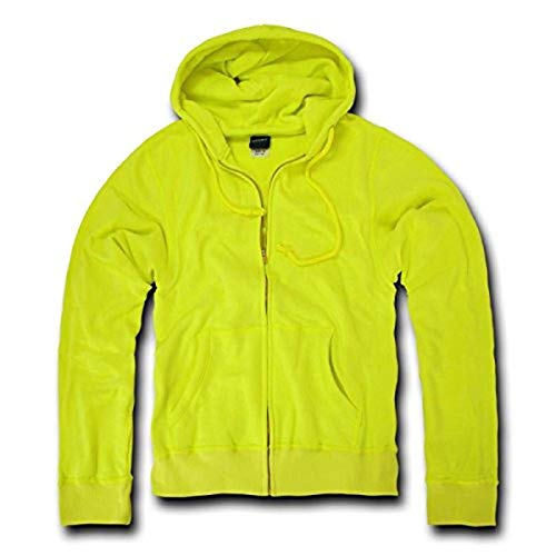 DECKY Neon Basic Zip Up Hoodies, Yellow, XX-Large
