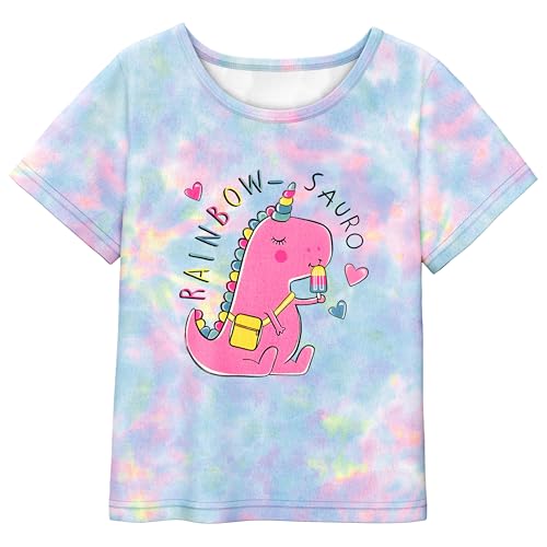 LQSZ Girls Pajamas Set with Pocket Toddler Kids Short Sleeve Sleepwear 3-14Y Pjs Set3