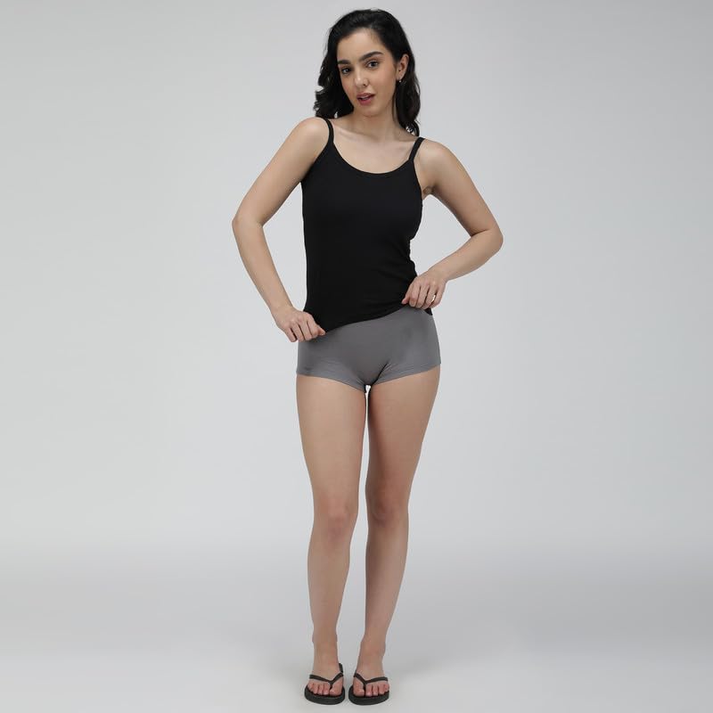 Image of Amul Comfy Women's Pure Cotton Camisole with Fabric Strap and Stay Fresh Treatment Pack of 4(Assorted Colours May Vary)