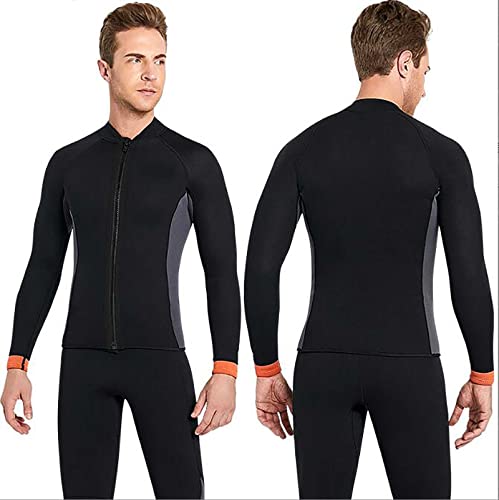 Wetsuit Top Hombre 3mm Neopreno Manga Larga con Cierre Frontal para Surf, Natación, Buceo, Fitness Acuático (Negro XXL) miniatura 4