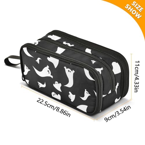 Image of Pencil Case Halloween Ghost 3 Compartments Pencil Pouch | Big Capacity,Aesthetic,Organizer Markers,Pencil Box,,Boys,Girls,Adults,Students,Back to School Season,Gift