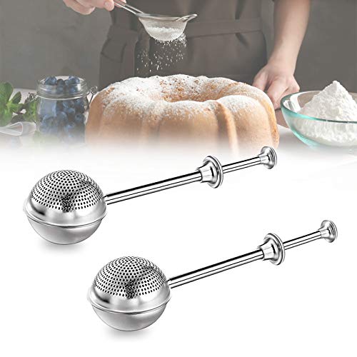 Dusting Wand For Sugar Flour and Spices Stainless Steel Spring Operated One-handed Operation Shaker Duster Powdered Sugar Shaker Duster Flour Dispenser