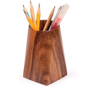 Acacia Wooden Pen Pencil Holder for Desk, Multi-purpose Pencil Cup for Office/School/Home, Pen Organizer Desk Accessories