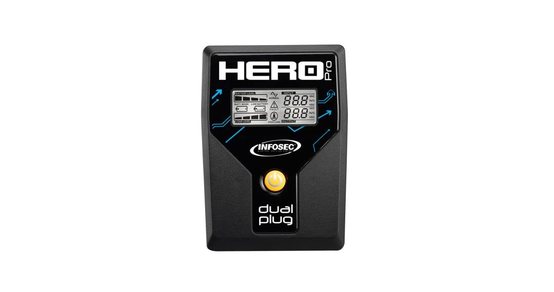 Onduleur Hero Pro Dual Plug 700 - Infosec - UPS PC, écran, Box, TV, 1 Prise FR/Schuko 3 Prises IEC, ASI 700VA/360W