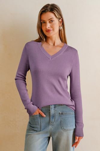 Image of Arach&Cloz Women's Wool Blend Fall Sweaters Business Casual Outfits 2026 | Soft&Breathable Pullover, Long Sleeve, V-Neck, Relaxed Fit Workwear, Business Casual, Teacher Outfits