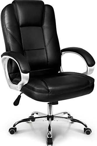 NEO CHAIR Office Chair Computer Desk Chair Gaming - Ergonomic High Back Cushion Lumbar Support with Wheels Comfortable Jet Black Leather Racing Seat Adjustable Swivel Rolling Home Executive