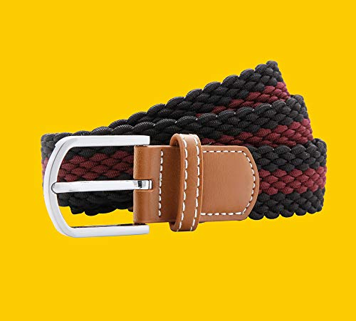 Asquith & Fox Two Colour Stripe Braid Stretch Belt AQ901 - Unisex Adjustable - Navy/White2
