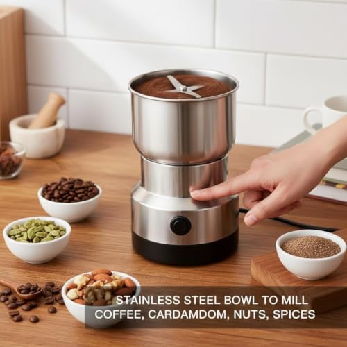 Image of Nima Grinder Mini Mixer Grinder Small Size, Coffee Grinder Electric, Portable Electric Grinder With Powerful Stainless Steel Blades, Masala Grinder Machine, Spice Grinder for Kitchen, Grinder for Home