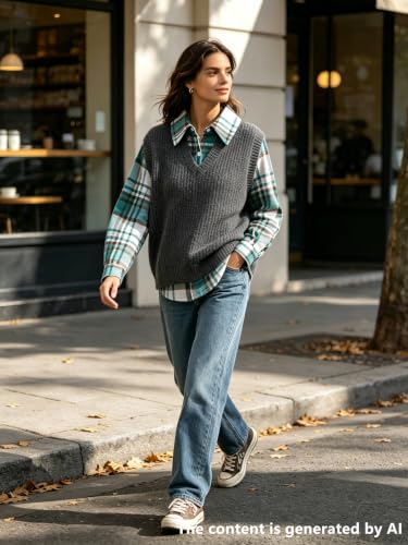 Image of SANGTREE Women and Girls Long Sleeve Flannel Casual Button Down Plaid Shirt