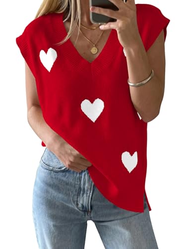 Saodimallsu Womens V Neck Sweater Vest Oversized Ribbed Knit Sleeveless Casual Loose Fit Pullover Tank Top