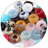 Filluck Large Hole Gemstone Beads for Jewelry Making,Loose Macrame Natural Stone Beads Pack of 15,Multicolor(8 * 14mm)