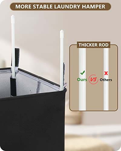 Soledi Double Laundry Hamper With Lid And Removable Laundry Bags - 145L Large Dirty Clothes Hamper 2 Section - Collapsible Laundry Baskets For Bedroom, Bathroom, Laundry Room, Apartment, Black #TOP4