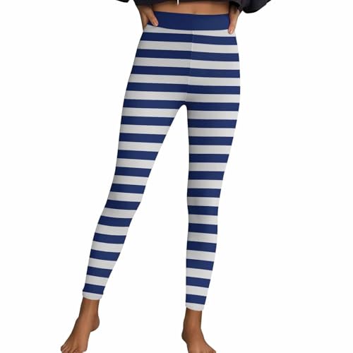 Generico Prodotto categoria Leggings da Allenamento Casual con Righe Vita Alta Comfort Elasticità per Uso Quotidiano e Fitness Stile Moderno per Donna (Dark Blue, S)