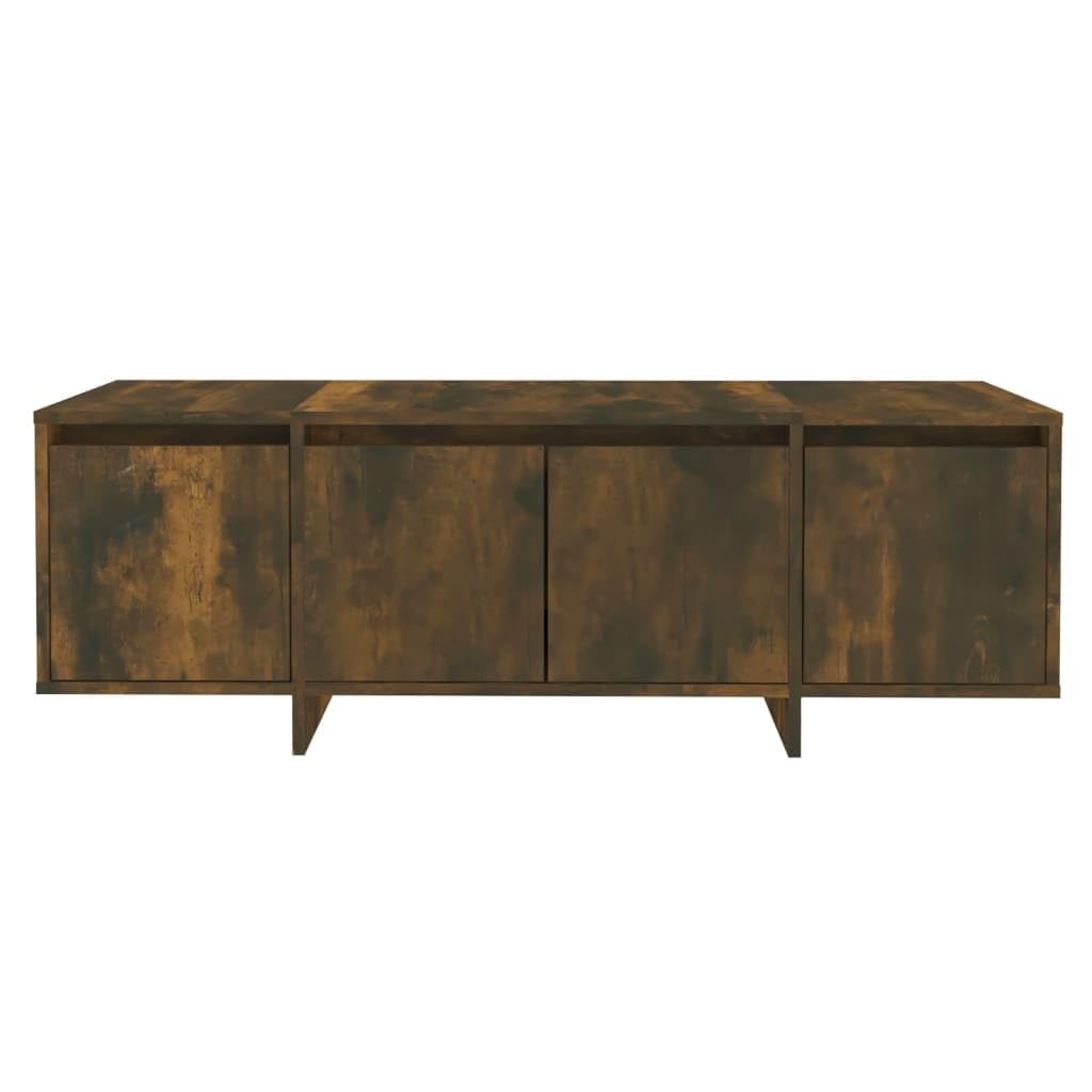 Hothingwell TV-Möbel, Eiche, Rauchgrau, 120 x 30 x 40,5 cm, Holz | 4 Türen, Aufbewahrung für DVD-Konsole, Spiele, Zeitschriften, leicht zu reinigen, feuchtes Tuch, stabile Konstruktion