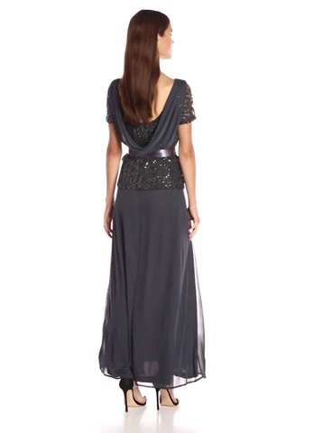 onyx nite black dress Watch Women's Long Gown with Lace Bodice Drape Back and Mesh Skirt on Amazon Live Color:Custom Color（leaving a note） Sundress wear it late BluePlum Asymmetrical Shoulder Black