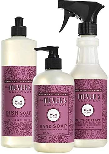 Mrs. MEYER'S Mum Kitchen Set Variation Includes, 1 Hand Soap, 1 Dish Soap, and 1 Multi Surface Cleaner 3 ct.
