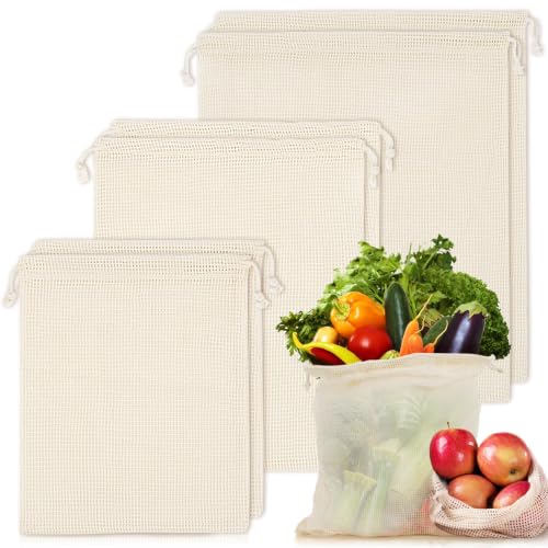 MAQIHAN 6 Pack Reusable Cotton Mesh Produce Bags