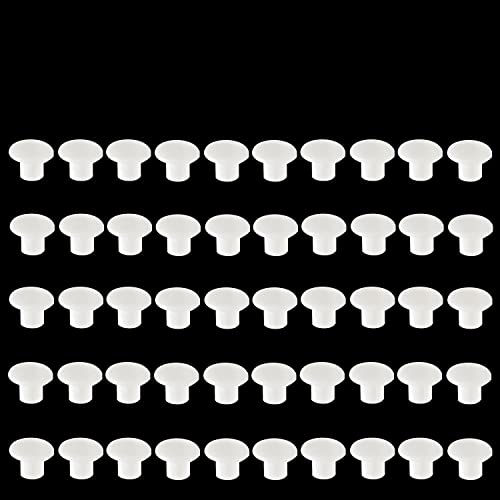 Image of MroMax 50Pcs Screw Cap Cover 3 /16inch Bottom Dia Fit for 4.5-5mm Diameter Hole Plastic Tube Cover Shelf Peg Hole Plugs for Cupboard Bookshelf Shelf Closet Cabinet Bracket Furniture White Tone