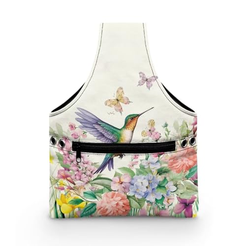 Image of KUIFORTI Hummingbird Knitting Yarn Bag, Flower Crochet Bags for Women Tote Bag for Knitting Needles, Yarns and Unfinshed Project, Crochet Hook Organizer, Small Size