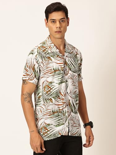 Image of Thomas Scott Men's | Floral | Half Sleeve | Slim Fit | Cotton Rayon | Cuban Collar | Casual Shirt