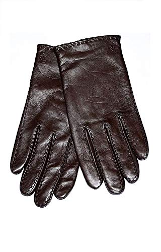 LAUREN Ralph Lauren Ladies Leather Gloves Winter Snow Driving Brown M