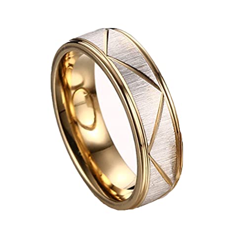 AMDXD Alianzas de boda de 4 mm, acero inoxidable, superficie mate para mujeres, oro, Acero inoxidable, Sin circonitas cúbicas