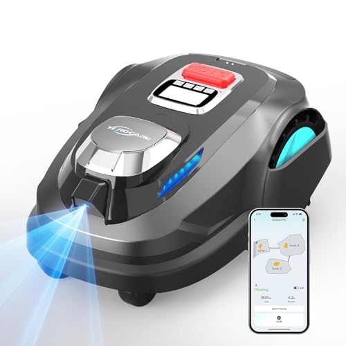 (2026 Upgrade) YARDCARE N1600 Pro Robot Tondeuse sans Fil périphérique, Max 1600 m² – avec RTK & Vision, trajectoire en U, Gestion...