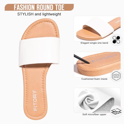 FITORY Women's Slide Sandals Fashion Square Open Toe with Cushioned Footbed Slippers for Beach Size2