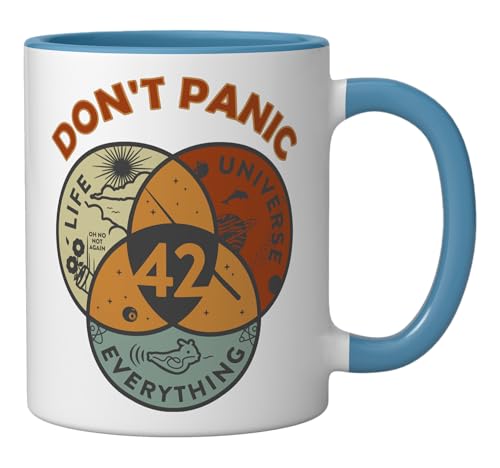 Taza de cerámica 42 Answer to Life azul y blanca 11 oz miniatura 2