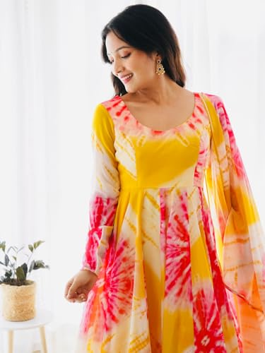 Image of Naixa Women's Organza Printed Kurta with Pant with Dupatta Sets (NK-403)